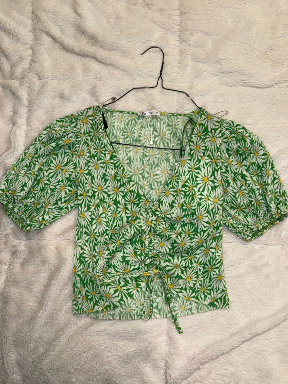 Zara Green Daisy Print Crop Top